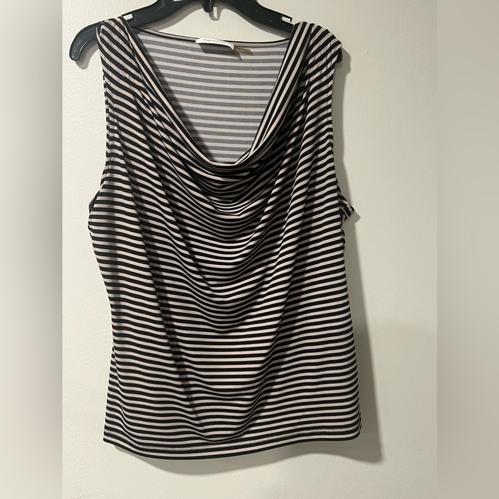 Sleeveless Draped Neck Calvin Klein Shell